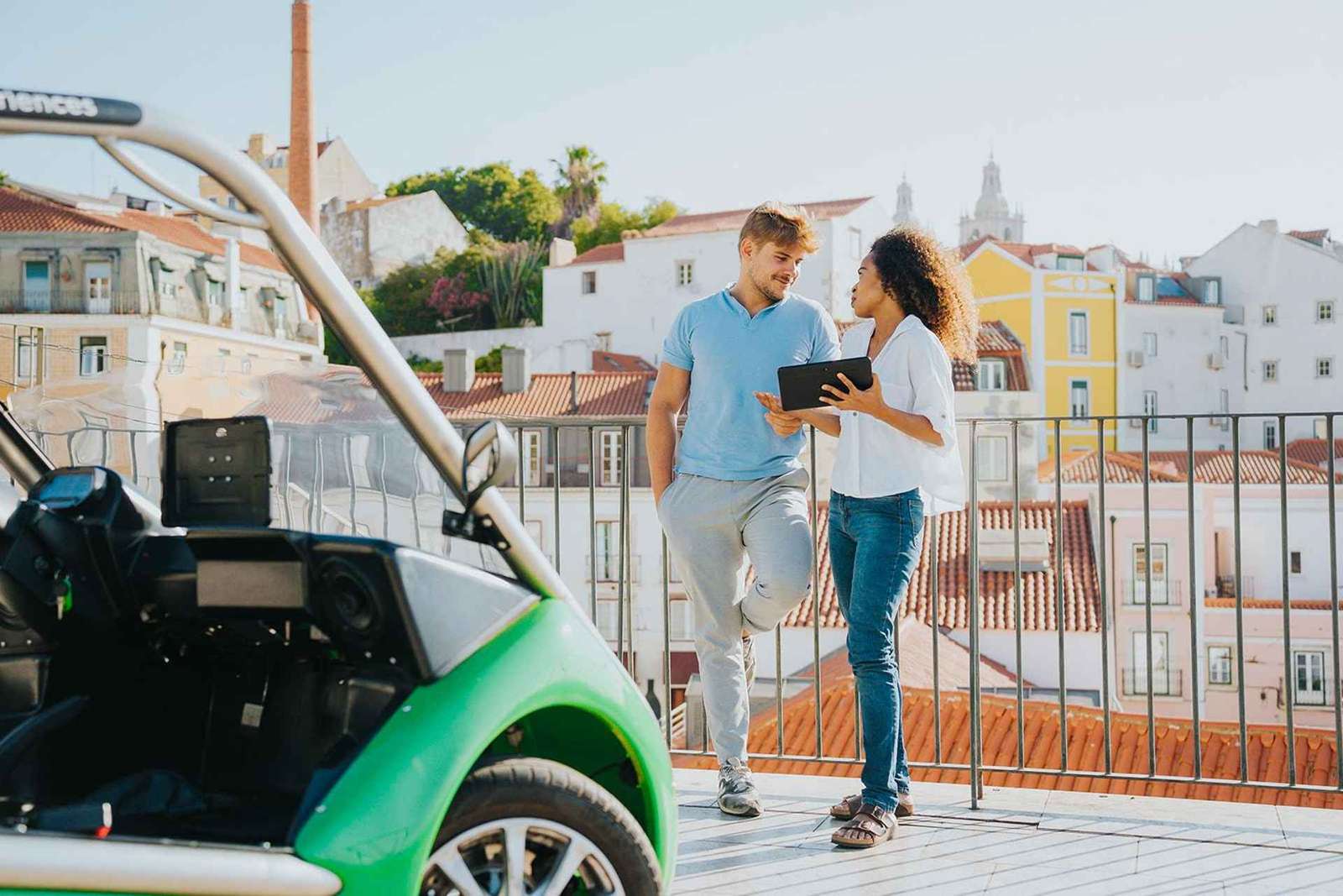 Lisbonne : visite guidée par GPS des épinards en voiture électrique