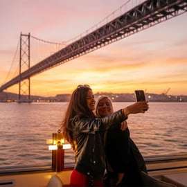 Lisbonne : Croisière sur le fleuve Tejo au coucher du soleil avec boisson de bienvenue