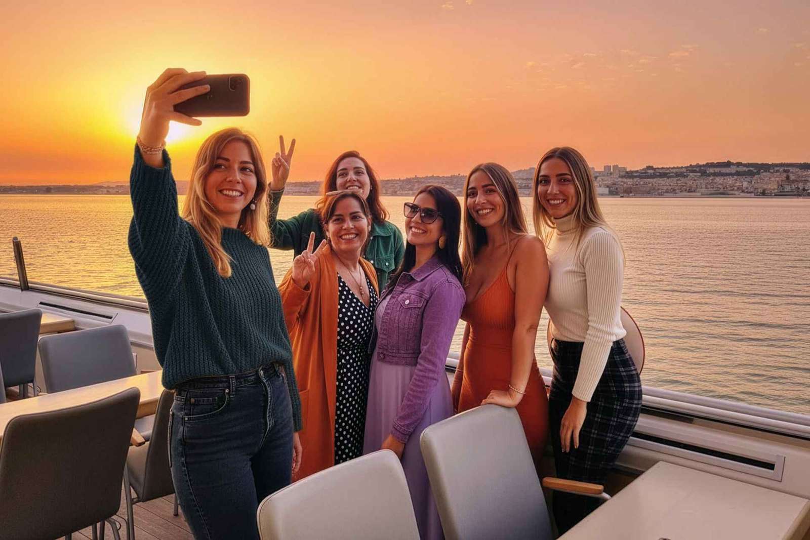 Lisbonne : Croisière sur le fleuve Tejo au coucher du soleil avec boisson de bienvenue